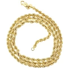 Men's Hollow 10K Yellow Gold Rope Chain Necklace With Lobster-Claw Clasp 2.7mm