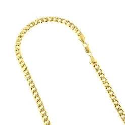 Hollow 14K Yellow Gold Cuban Link Chain For Men Miami 5.5mm Wide