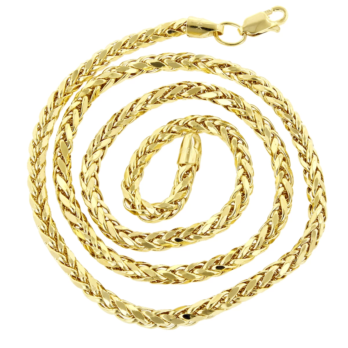 Hollow 14K Yellow Gold Franco Chain For Men Round Diamond Cut 4mm Wide - Image 2