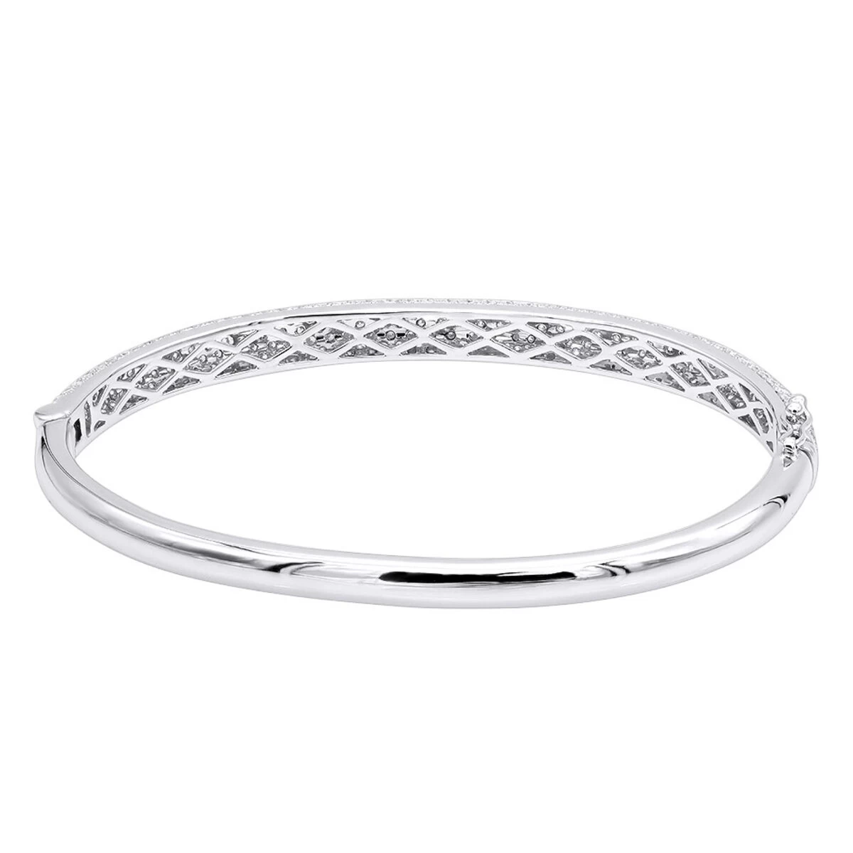 14K White Gold Pave Diamond Bangle Bracelet For Women 4.75ct By LUXURMAN - Image 4