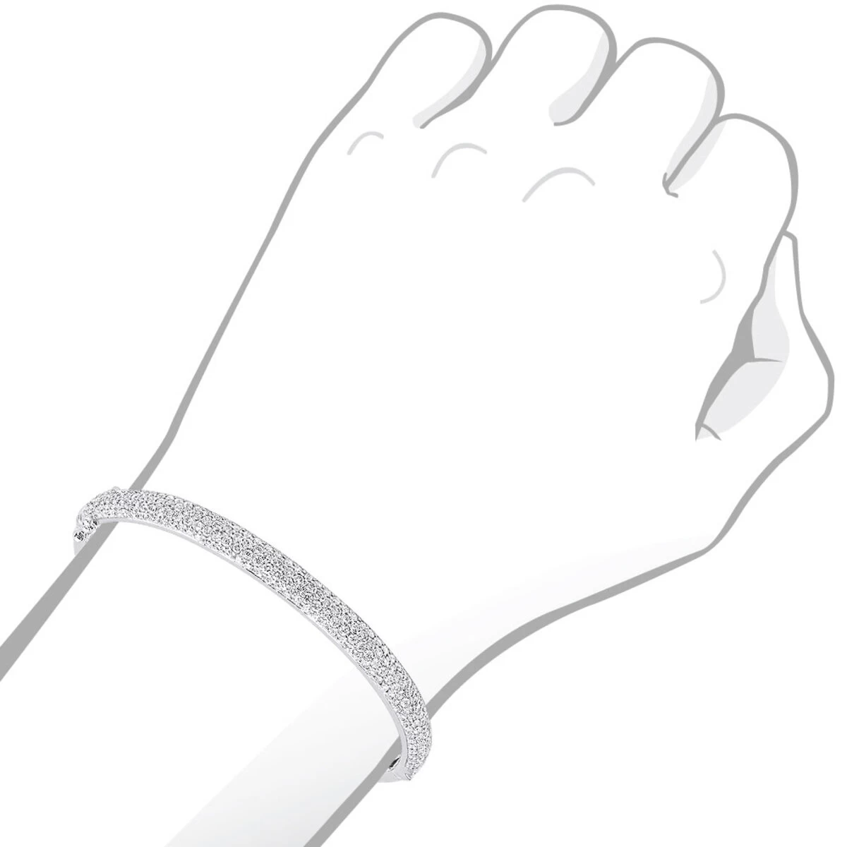 14K White Gold Pave Diamond Bangle Bracelet For Women 4.75ct By LUXURMAN - Image 7