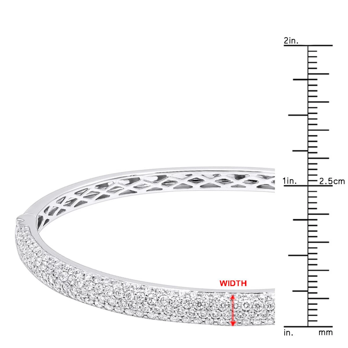 14K White Gold Pave Diamond Bangle Bracelet For Women 4.75ct By LUXURMAN - Image 10