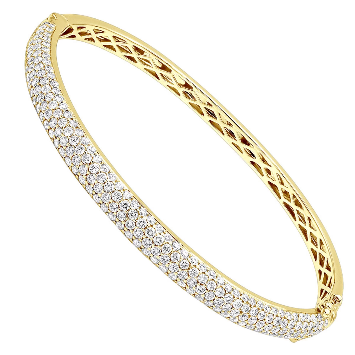 14K White Gold Pave Diamond Bangle Bracelet For Women 4.75ct By LUXURMAN - Image 2