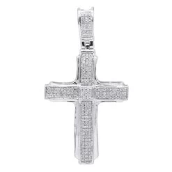 Affordable 14K White Gold Small Diamond Cross Pendant For Men & Women
