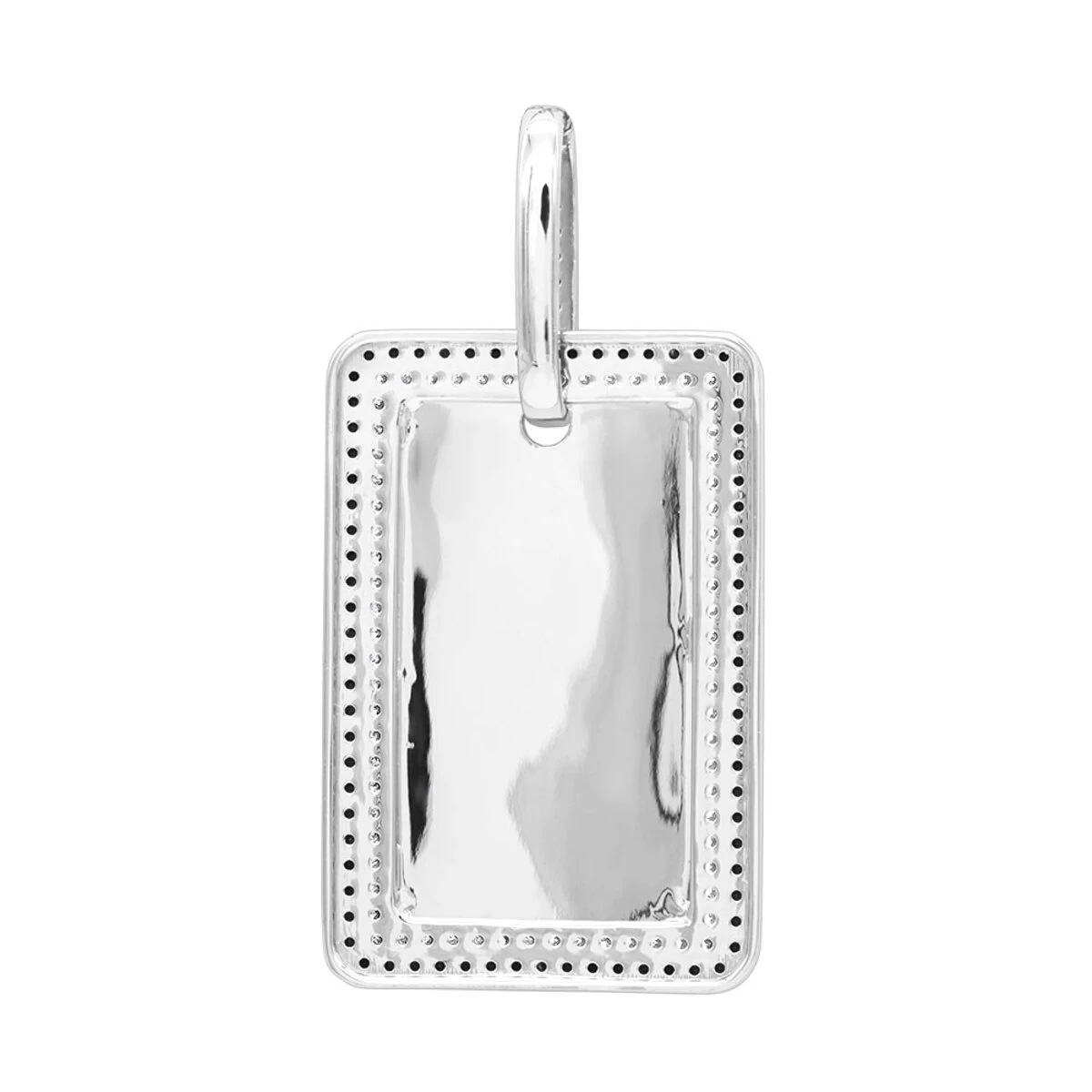 Engravable 2 Carat Black And White Diamond Dog Tag Pendant For Men 14K White Gold - Image 4