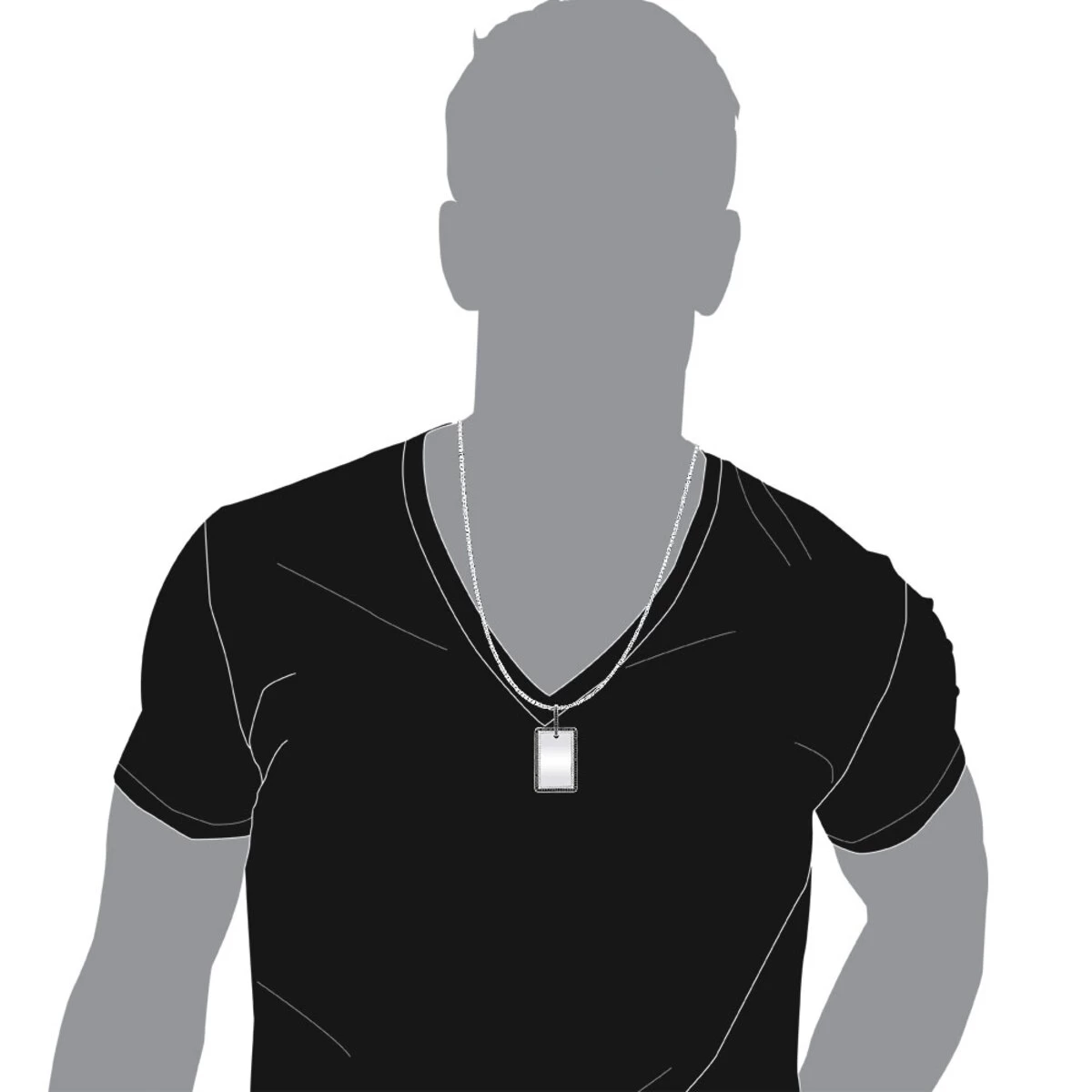 Engravable 2 Carat Black And White Diamond Dog Tag Pendant For Men 14K White Gold - Image 7