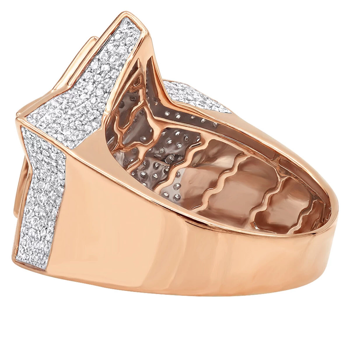 Hip Hop 10K Yellow Gold Five Pointed Star Diamond Ring For Men 1.5ct - Image 6