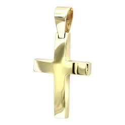 14K Yellow Gold Small Cross Pendant For Women And Men By LUXURMAN