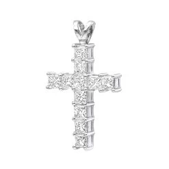 Small Ladies VS Princess Cut Diamond Cross Pendant In Platinum 1.5CT