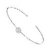 Stackable 14K White Gold Pave Diamond Bangle Bracelet For Women 0.42ct Luxurman