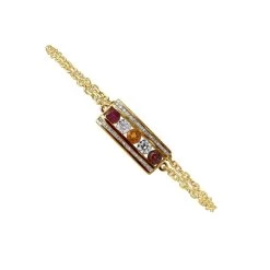 Unique 14K Yellow Gold Ruby Citrine Garnet Gemstone & Diamond Bracelet For Women 1.75ct