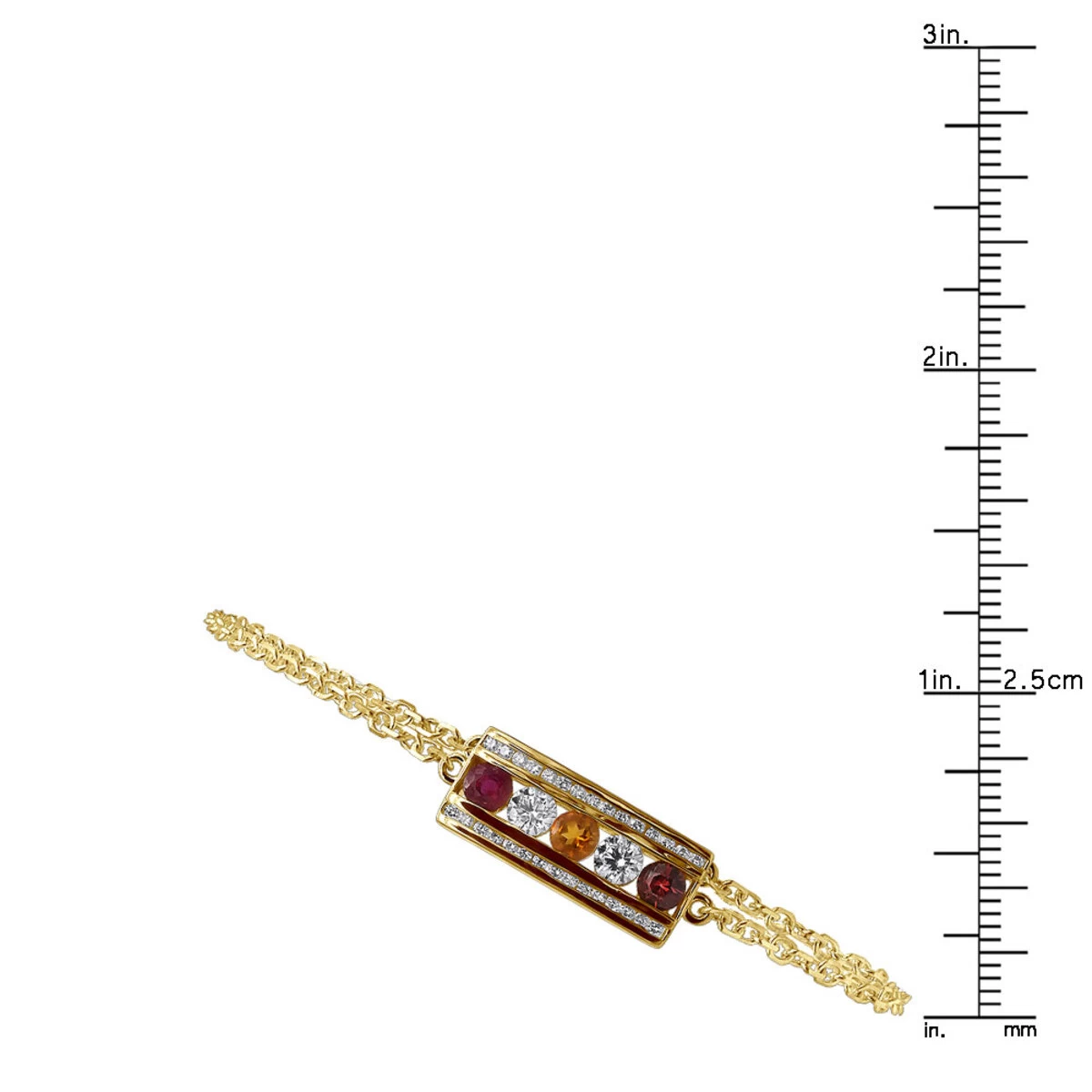 Unique 14K Yellow Gold Ruby Citrine Garnet Gemstone & Diamond Bracelet For Women 1.75ct - Image 8