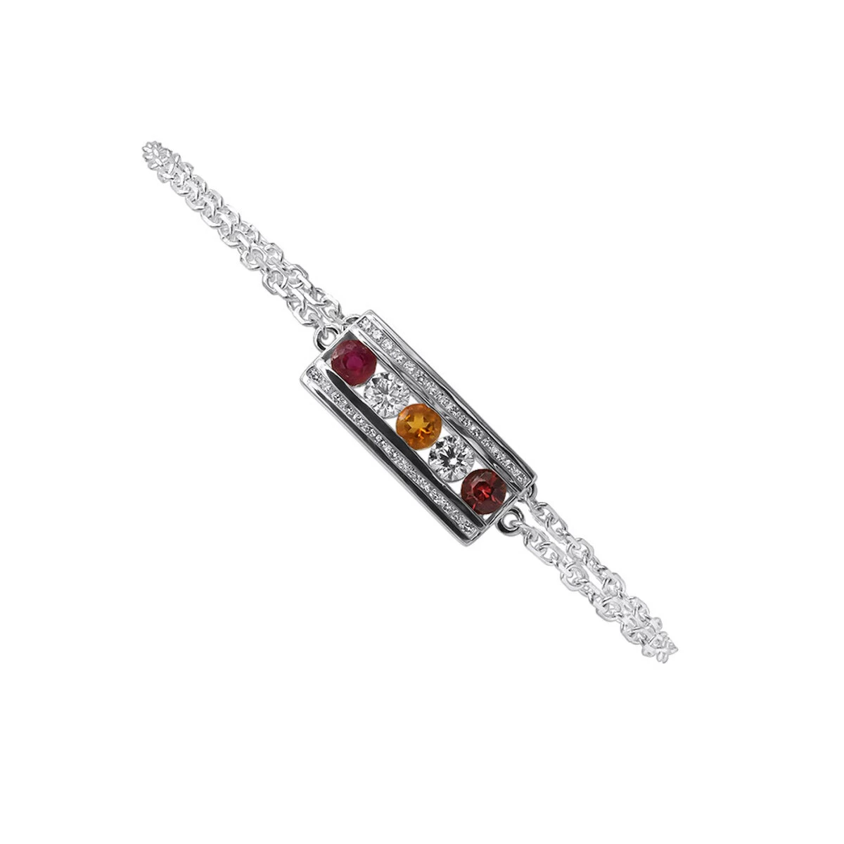 Unique 14K Yellow Gold Ruby Citrine Garnet Gemstone & Diamond Bracelet For Women 1.75ct - Image 2