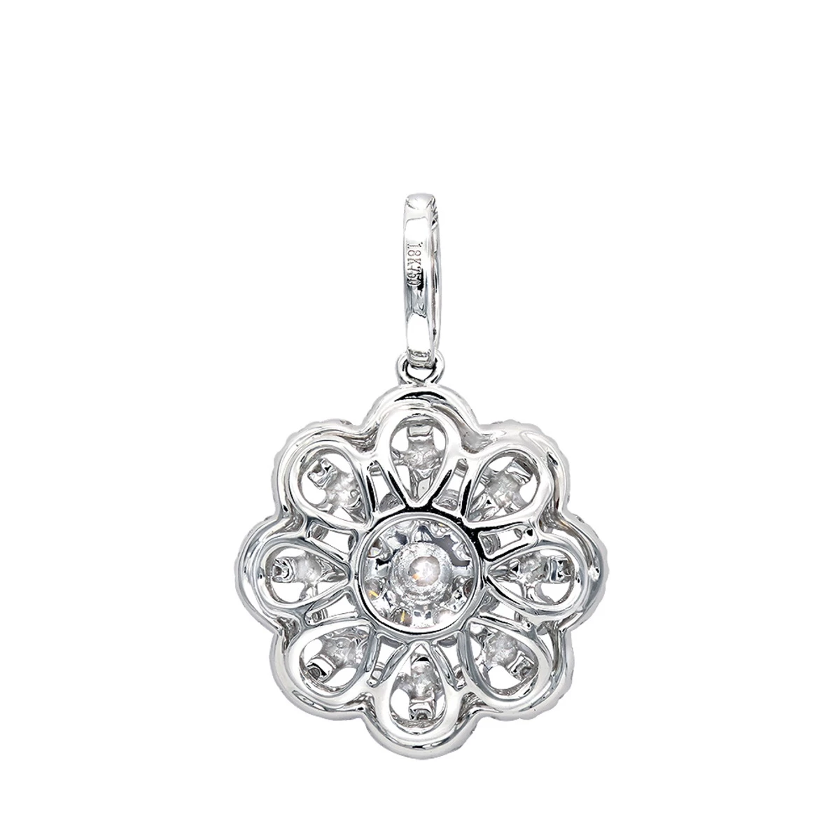 Vintage 18K White Gold Flower Cluster Diamond Pendant For Women 1.25ct LUXURMAN - Image 4
