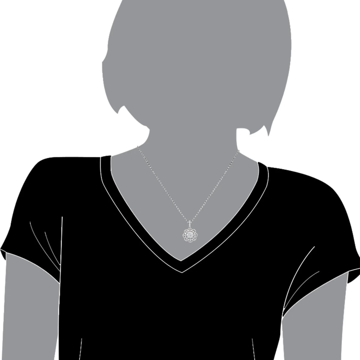 Vintage 18K White Gold Flower Cluster Diamond Pendant For Women 1.25ct LUXURMAN - Image 5