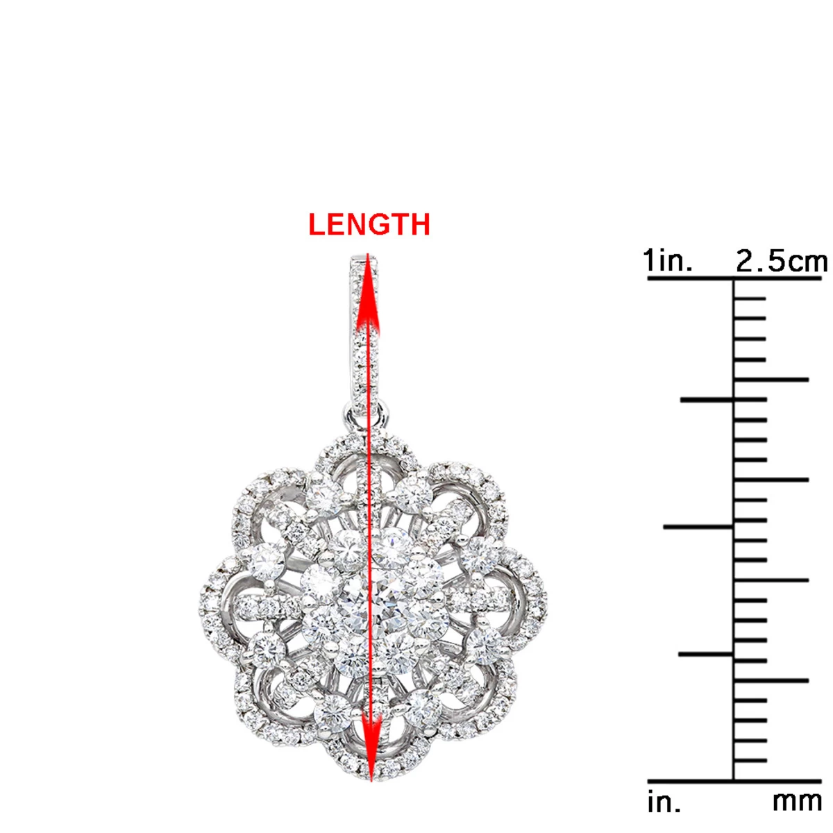 Vintage 18K White Gold Flower Cluster Diamond Pendant For Women 1.25ct LUXURMAN - Image 6