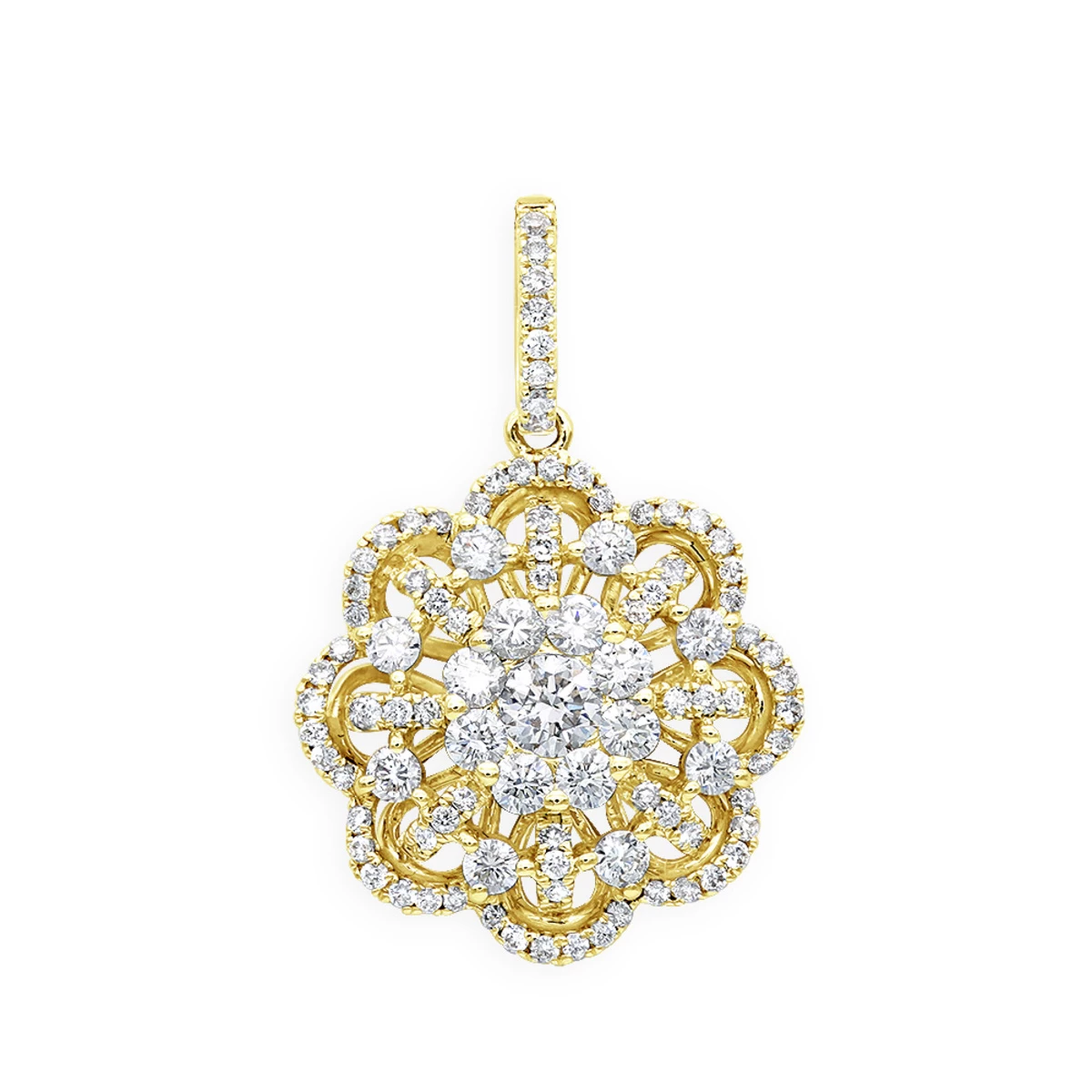 Vintage 18K White Gold Flower Cluster Diamond Pendant For Women 1.25ct LUXURMAN - Image 2