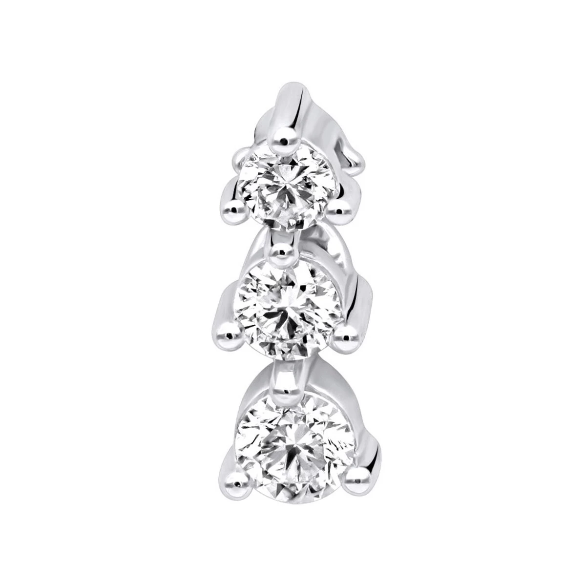 Ladies 3 Stone Diamond Pendant 14K White Gold Journey G VS Diamonds 0.45ct