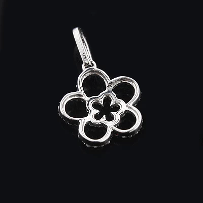 Ladies Cutout Diamond Flower Pendant 0.26ct 14K White Gold - Image 2