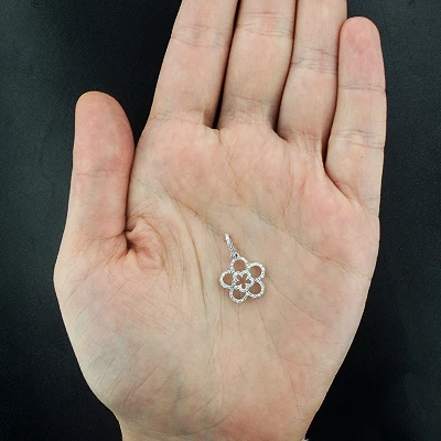 Ladies Cutout Diamond Flower Pendant 0.26ct 14K White Gold - Image 4