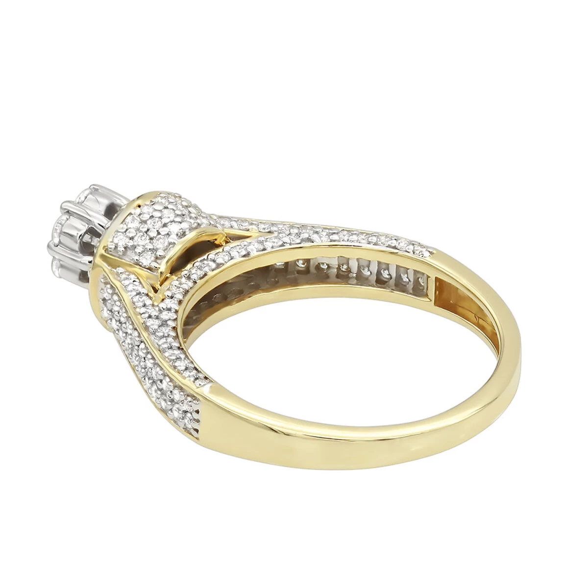 Affordable Cluster Diamond Engagement Ring For Women W Halo 0.9ct 14K Yellow Gold - Image 4
