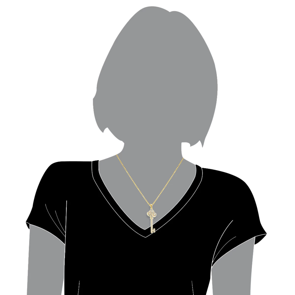 Ladies Necklaces 14K Yellow Gold Diamond Key Pendant 2 Carats - Image 5