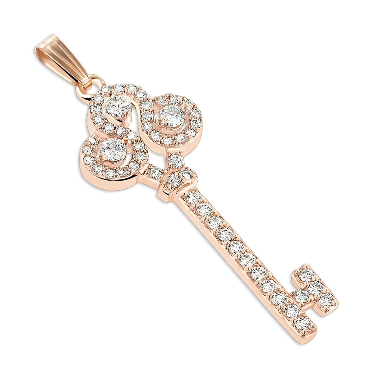 Ladies Necklaces 14K Yellow Gold Diamond Key Pendant 2 Carats - Image 3
