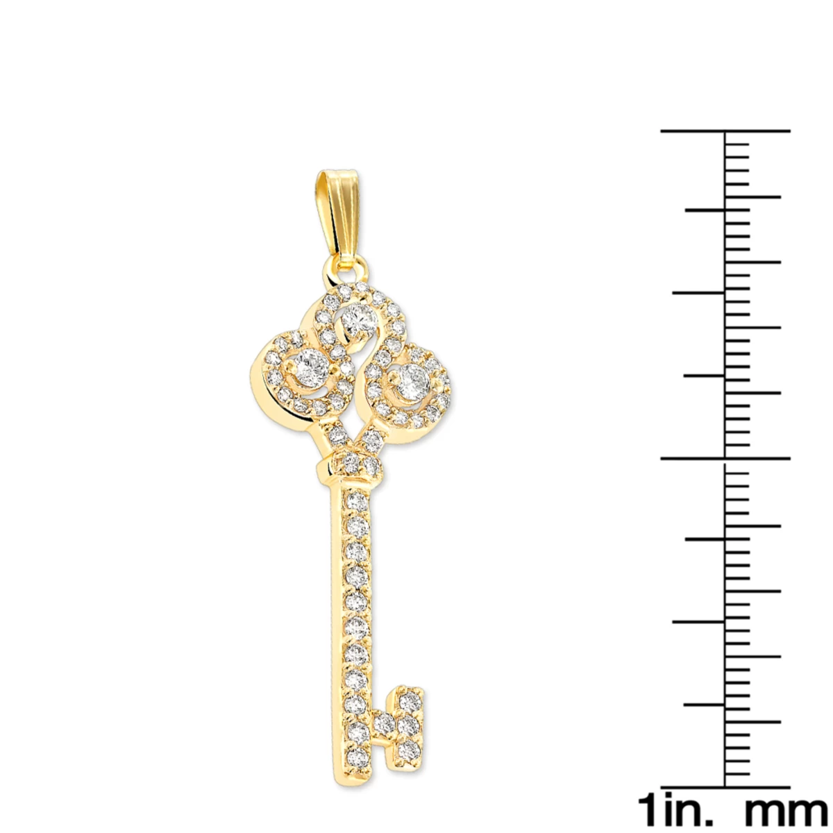 Ladies Necklaces 14K Yellow Gold Diamond Key Pendant 2 Carats - Image 6
