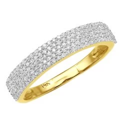 Thin Ladies Pave Diamond Wedding Band 0.54ct 14K Yellow Gold