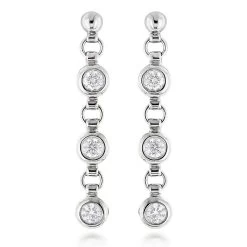 Large Diamond Drop Earrings 0.55ct 14K White Gold