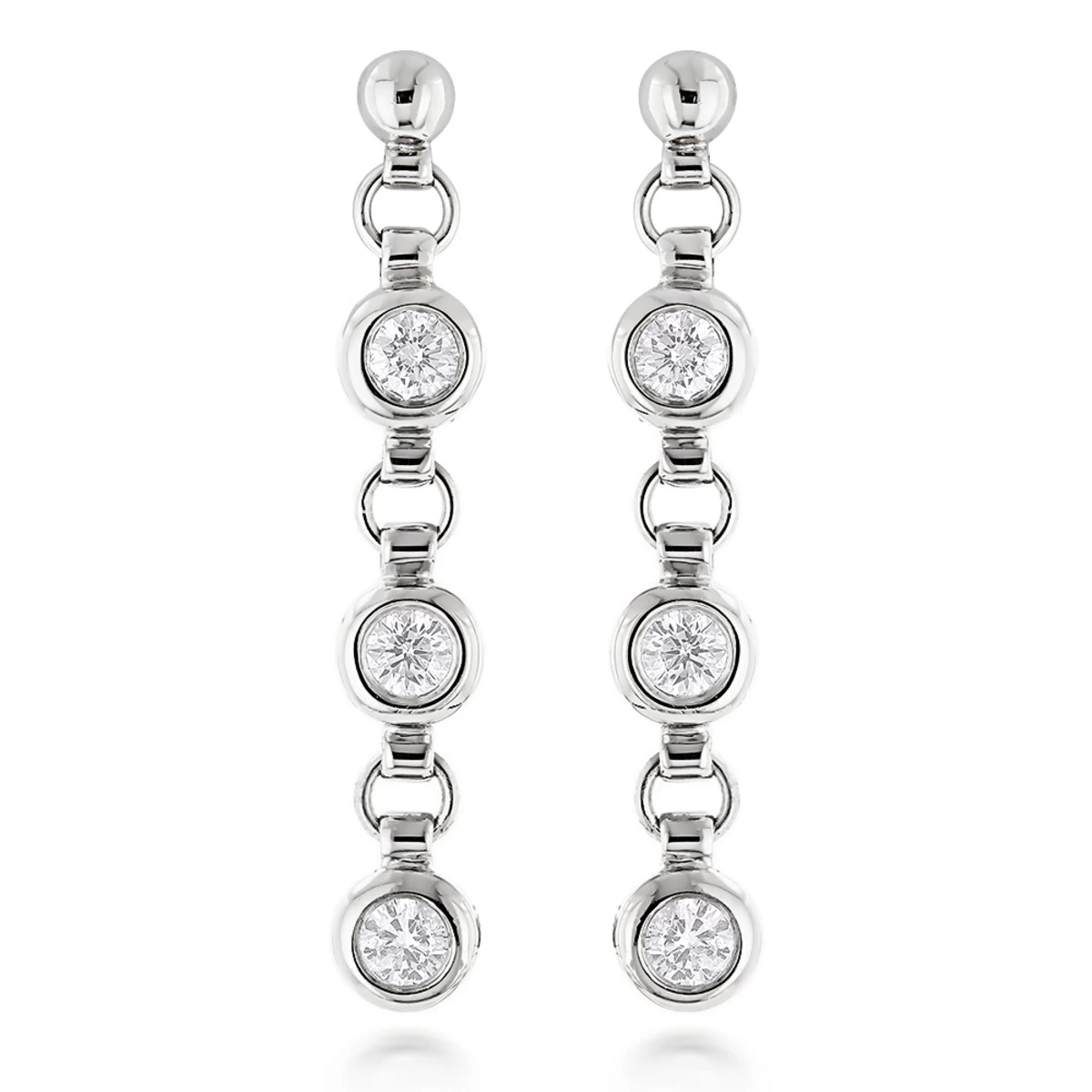 Large Diamond Drop Earrings 0.55ct 14K White Gold