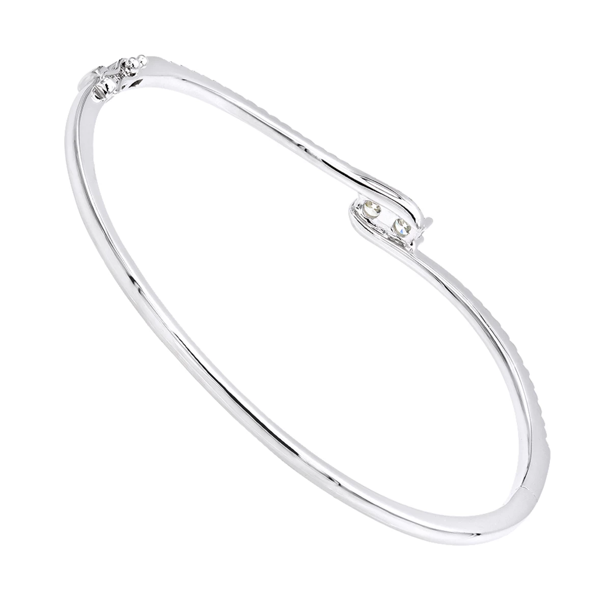 Love And Friendship Women's Diamond Bangle Bracelet 14K White Gold 1.1ct Luxurman - Image 6