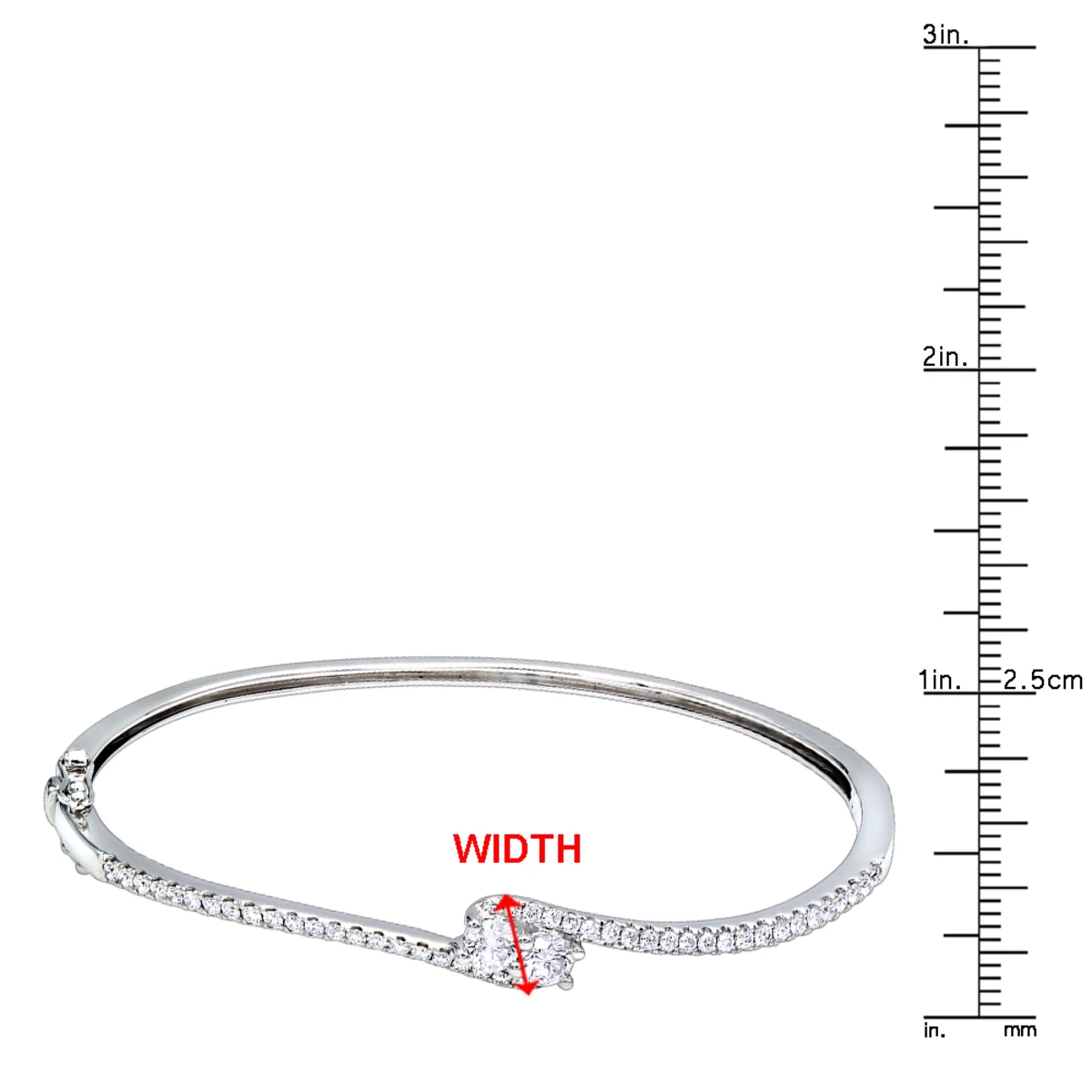 Love And Friendship Women's Diamond Bangle Bracelet 14K White Gold 1.1ct Luxurman - Image 5