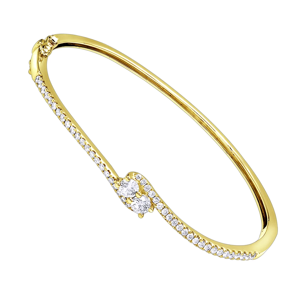 Love And Friendship Women's Diamond Bangle Bracelet 14K White Gold 1.1ct Luxurman - Image 2