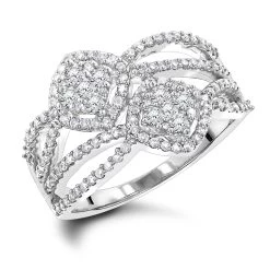 Luxurman Love & Friendship Diamond Right Hand Ring For Women 14K White Gold