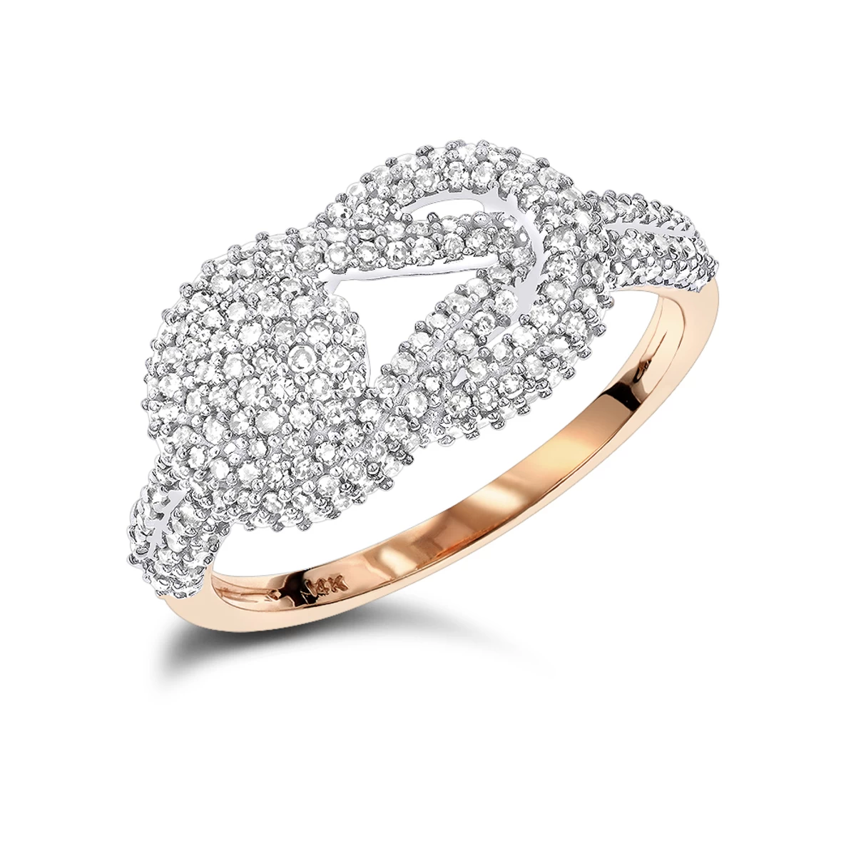 Love Knot Diamond Ring 14K Yellow Gold 0.5ct - Image 3