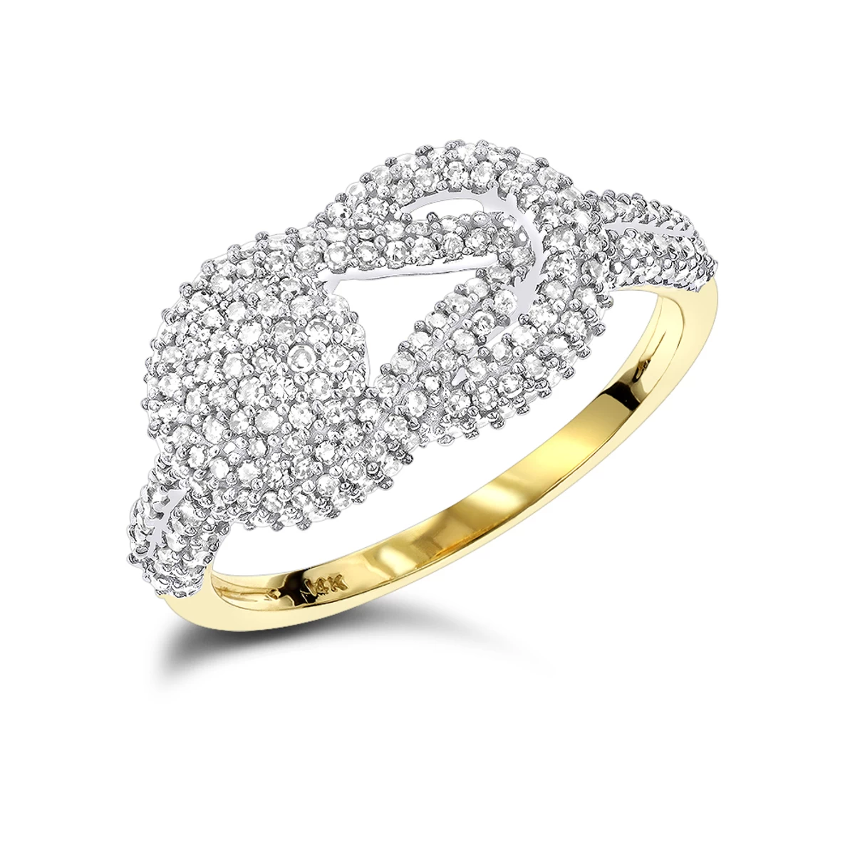 Love Knot Diamond Ring 14K Yellow Gold 0.5ct