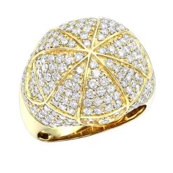 Luxurman 14K Yellow Gold Statement Men's Diamond Ring 3.5ct