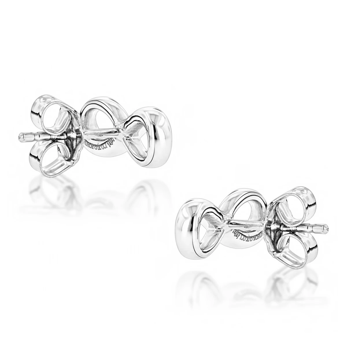 Luxurman Love Quotes: Small Diamond Infinity Earrings Sterling Silver Studs - Image 2