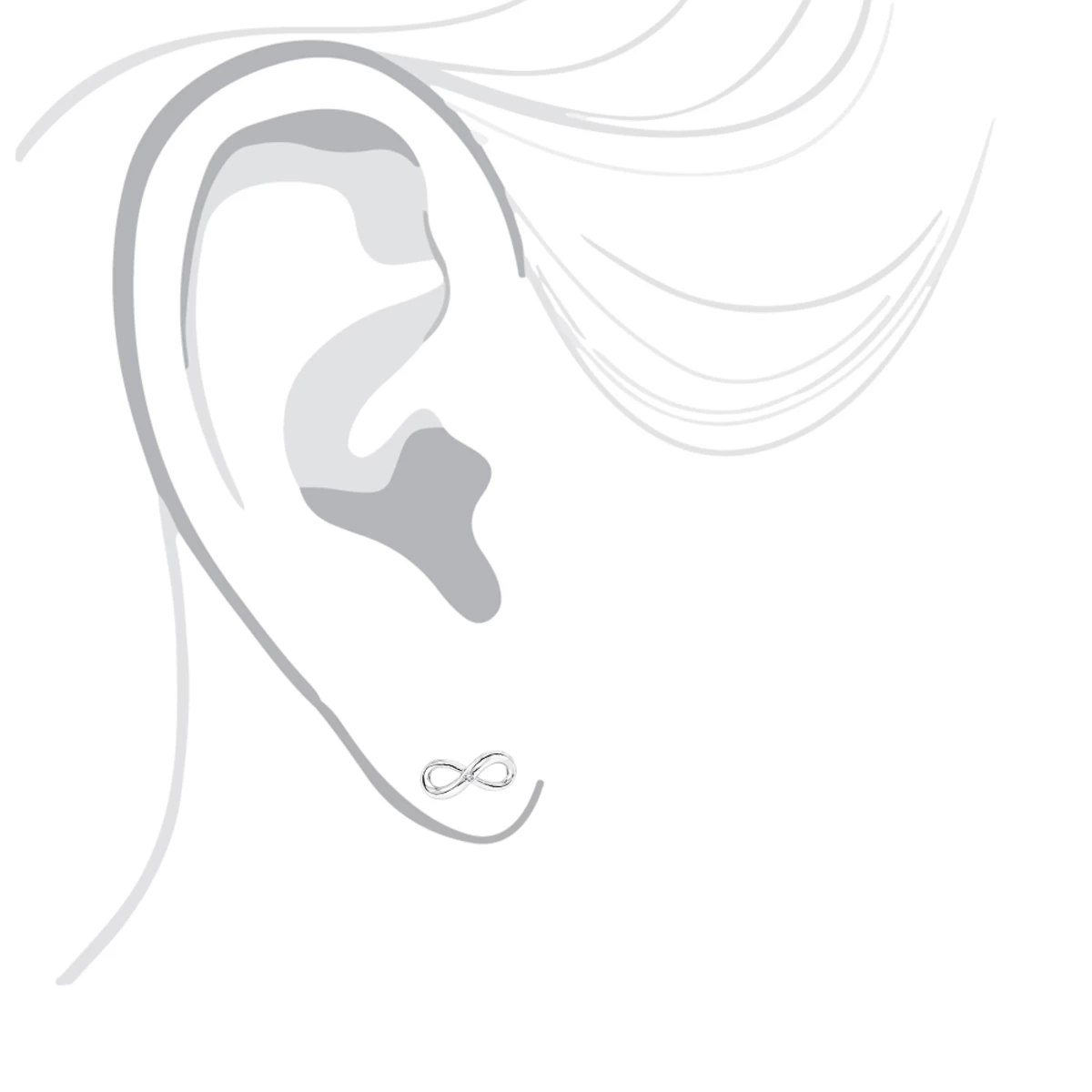 Luxurman Love Quotes: Small Diamond Infinity Earrings Sterling Silver Studs - Image 3