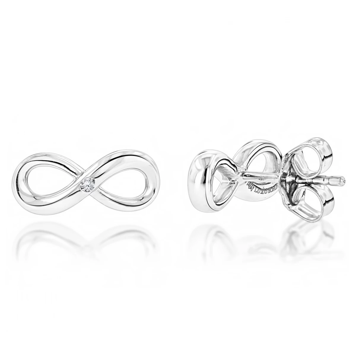 Luxurman Love Quotes: Small Diamond Infinity Earrings Sterling Silver Studs