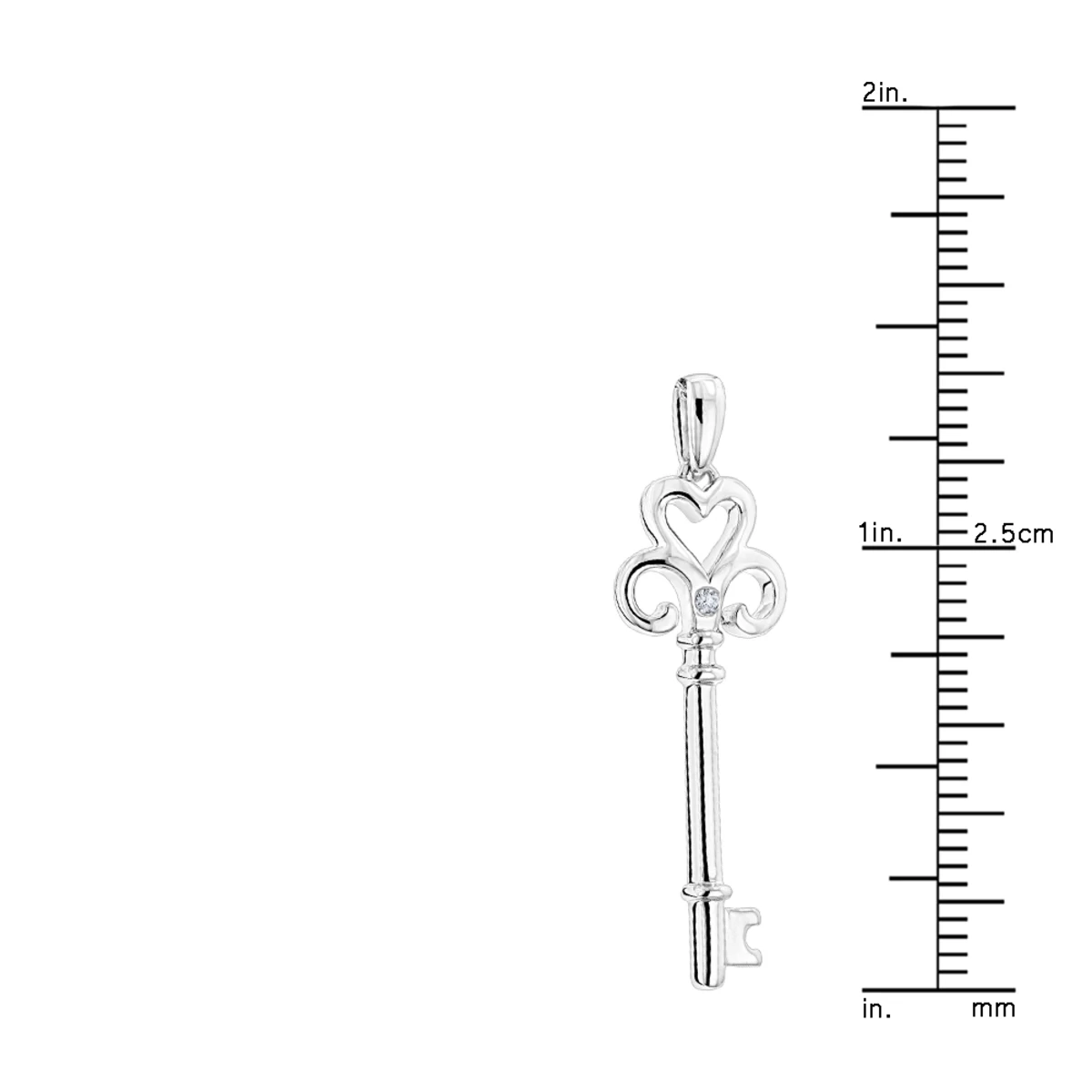 Luxurman Love Quotes: Sterling Silver Heart Shape Diamond Key Necklace - Image 4