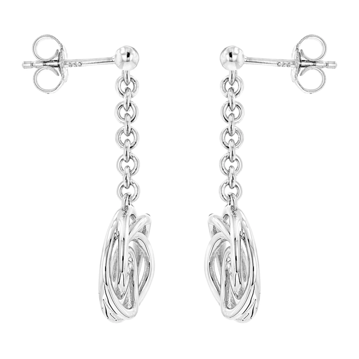 Luxurman Love Quotes Sterling Silver Swirl Diamond Drop Earrings Women's - Image 2