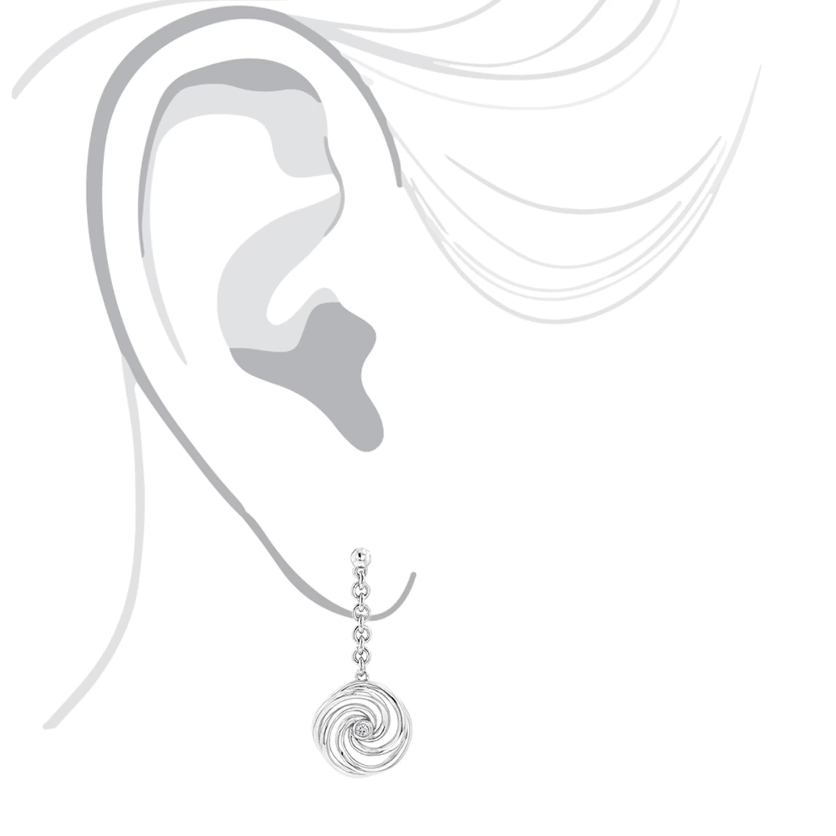 Luxurman Love Quotes Sterling Silver Swirl Diamond Drop Earrings Women's - Image 3