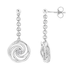 Luxurman Love Quotes Sterling Silver Swirl Diamond Drop Earrings Women's