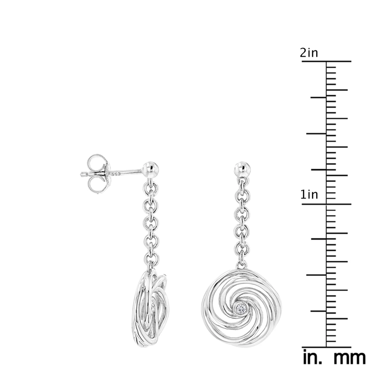 Luxurman Love Quotes Sterling Silver Swirl Diamond Drop Earrings Women's - Image 4