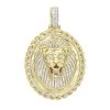 LUXURMAN Medallion 14K Yellow Gold Real Diamond Lions Head Pendant 1ct