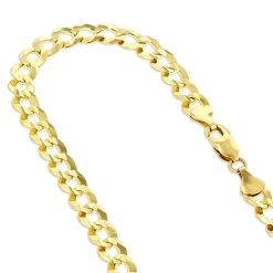 LUXURMAN Solid 10K Yellow Gold Curb Chain For Men Comfort 4.5mm Wide