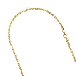 LUXURMAN Solid 10K Yellow Gold Rope Chain For Men & Women Diamond Cut 3mm