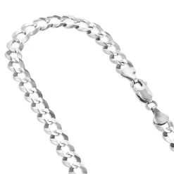 LUXURMAN Solid 14K White Gold Curb Chain For Men & Women Comfort 3.5mm Wide